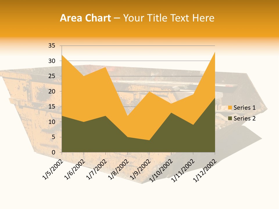 Old Yellow Builders Skip, Isolated On White, Clipping Paths For Skip And Shadow. PowerPoint Template