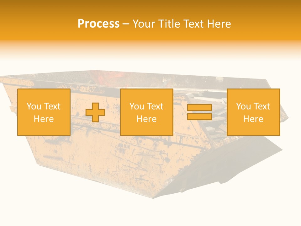 Old Yellow Builders Skip, Isolated On White, Clipping Paths For Skip And Shadow. PowerPoint Template