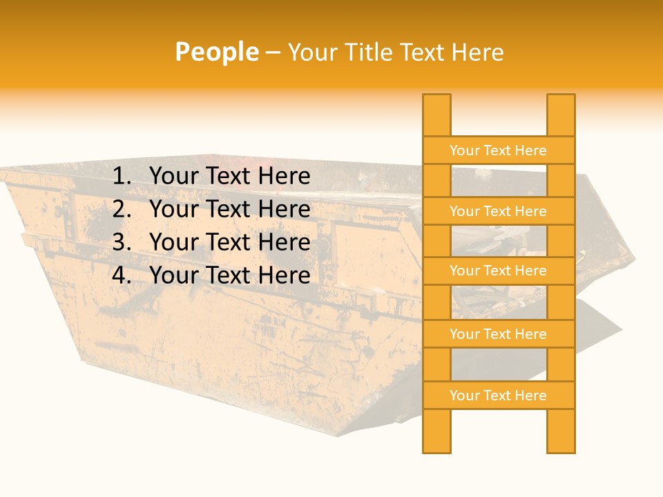 Old Yellow Builders Skip, Isolated On White, Clipping Paths For Skip And Shadow. PowerPoint Template