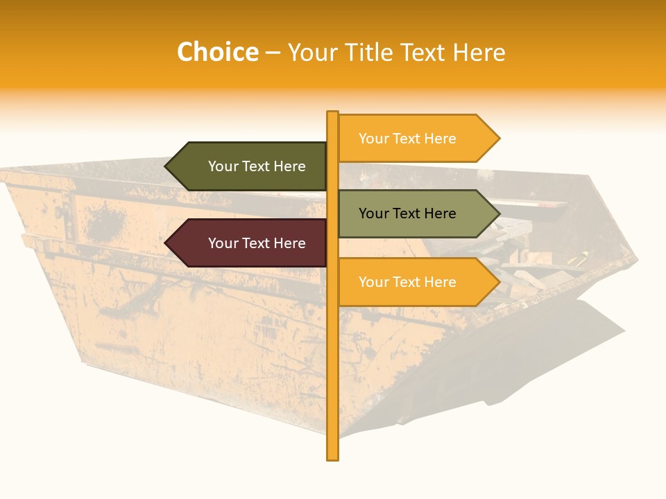 Old Yellow Builders Skip, Isolated On White, Clipping Paths For Skip And Shadow. PowerPoint Template