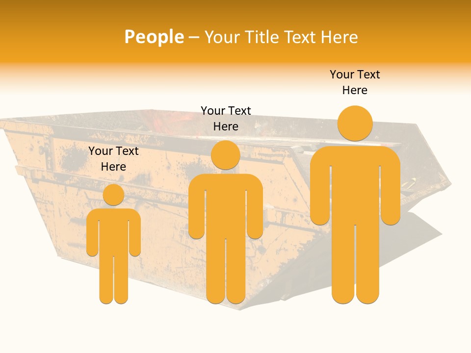 Old Yellow Builders Skip, Isolated On White, Clipping Paths For Skip And Shadow. PowerPoint Template