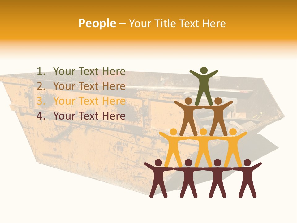 Old Yellow Builders Skip, Isolated On White, Clipping Paths For Skip And Shadow. PowerPoint Template