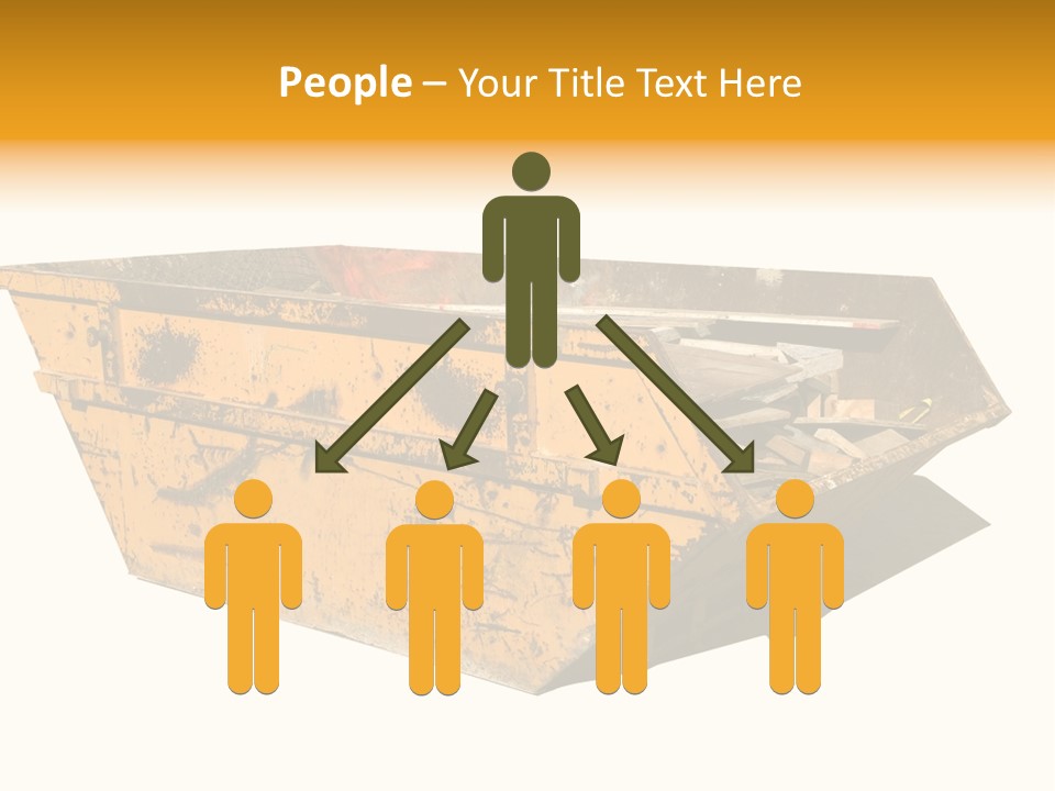 Old Yellow Builders Skip, Isolated On White, Clipping Paths For Skip And Shadow. PowerPoint Template