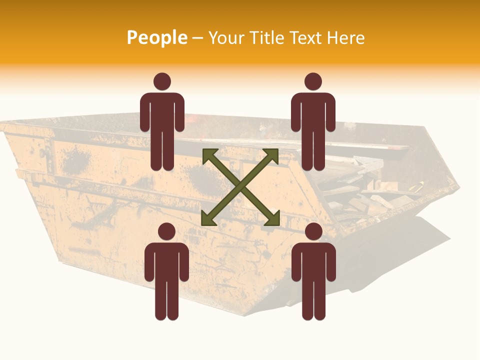 Old Yellow Builders Skip, Isolated On White, Clipping Paths For Skip And Shadow. PowerPoint Template