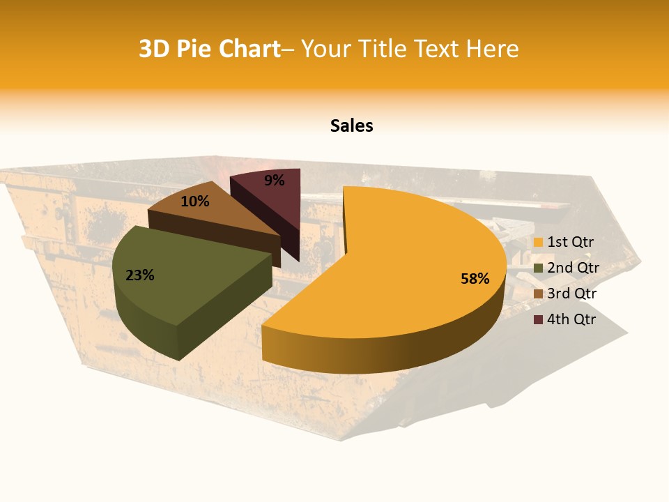 Old Yellow Builders Skip, Isolated On White, Clipping Paths For Skip And Shadow. PowerPoint Template