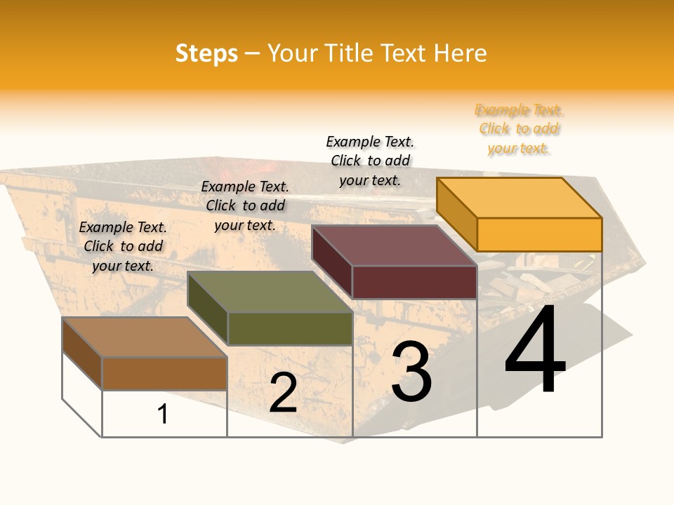 Old Yellow Builders Skip, Isolated On White, Clipping Paths For Skip And Shadow. PowerPoint Template