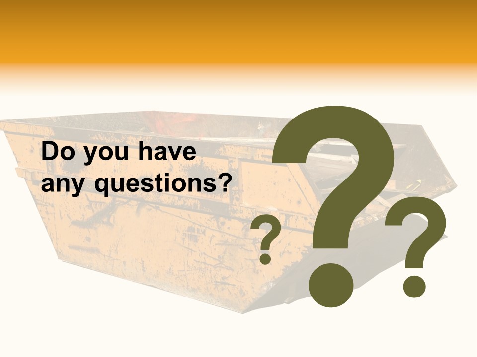 Old Yellow Builders Skip, Isolated On White, Clipping Paths For Skip And Shadow. PowerPoint Template