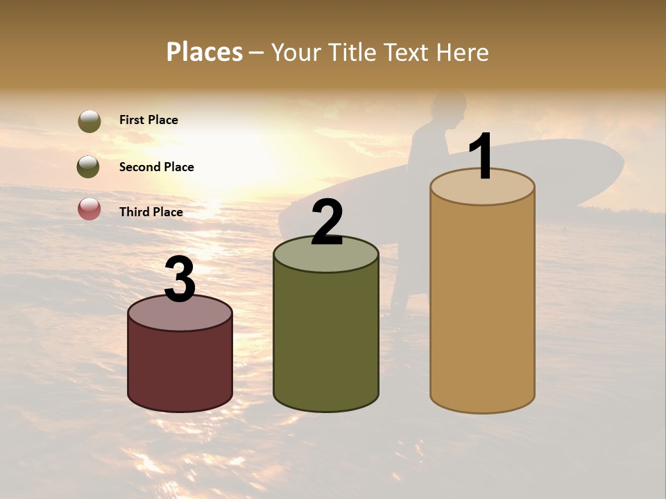 Silhouette Of Surfer At Sunset PowerPoint Template