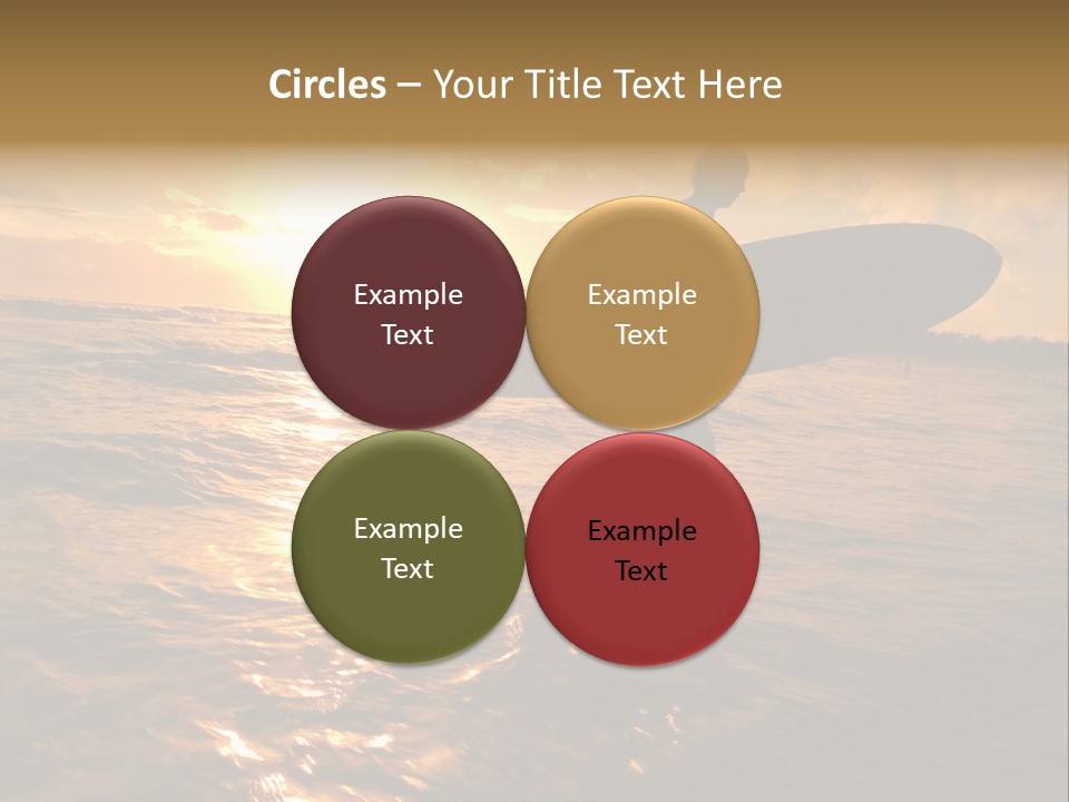 Silhouette Of Surfer At Sunset PowerPoint Template