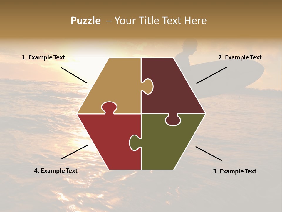 Silhouette Of Surfer At Sunset PowerPoint Template