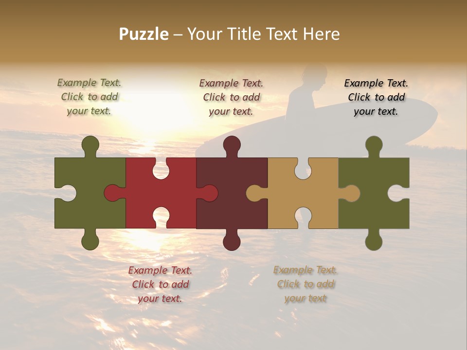 Silhouette Of Surfer At Sunset PowerPoint Template