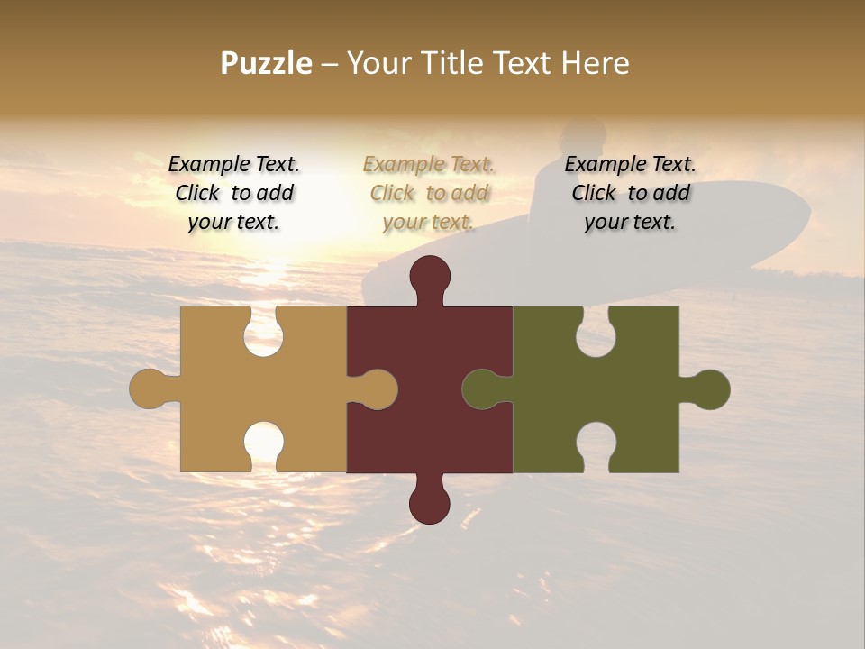 Silhouette Of Surfer At Sunset PowerPoint Template