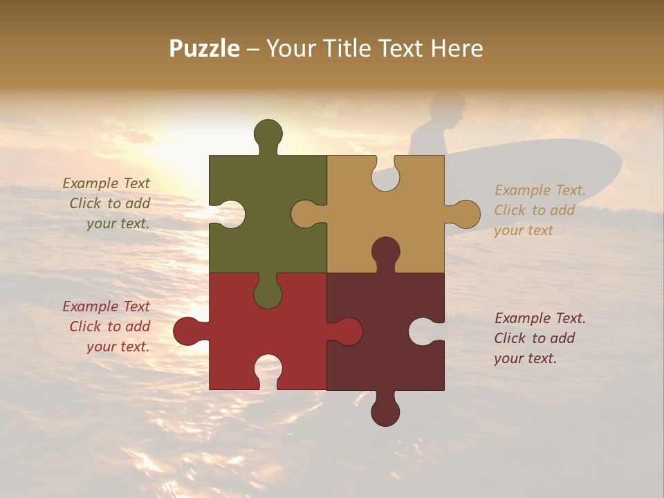 Silhouette Of Surfer At Sunset PowerPoint Template