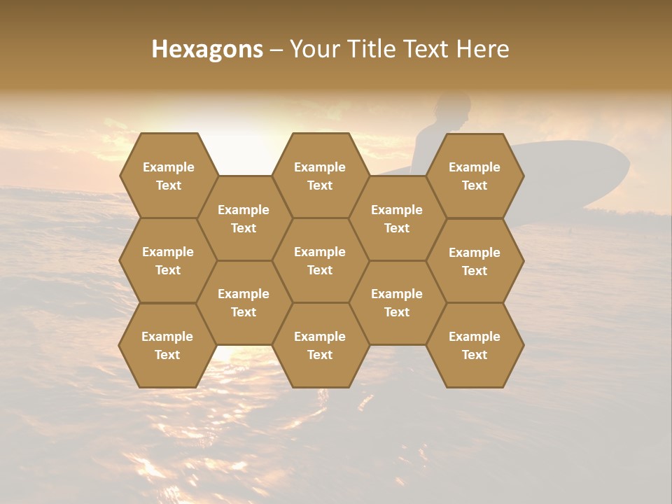 Silhouette Of Surfer At Sunset PowerPoint Template