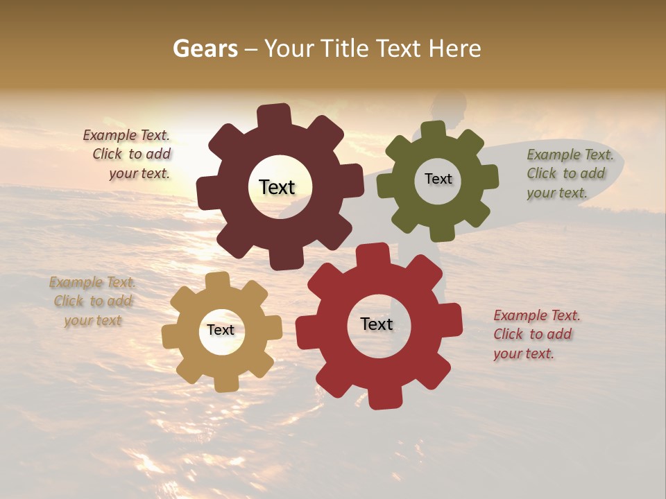 Silhouette Of Surfer At Sunset PowerPoint Template