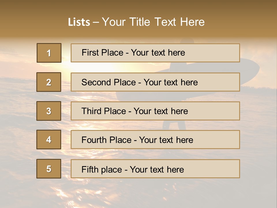 Silhouette Of Surfer At Sunset PowerPoint Template