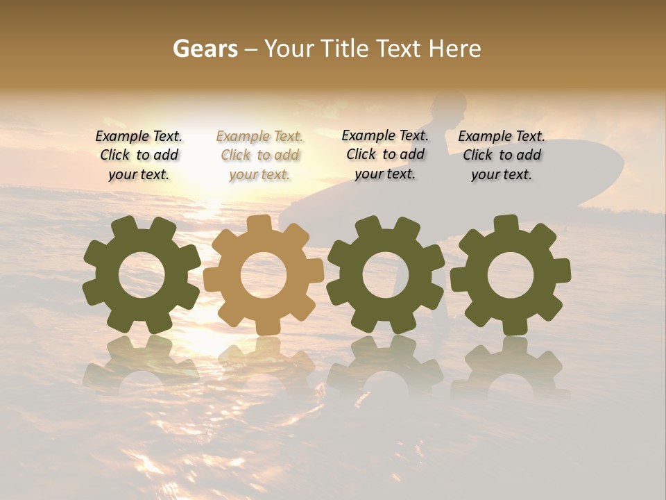 Silhouette Of Surfer At Sunset PowerPoint Template