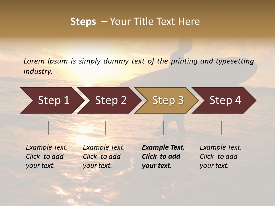 Silhouette Of Surfer At Sunset PowerPoint Template