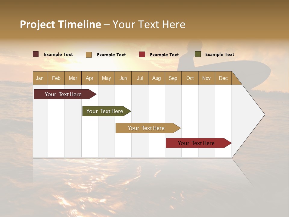 Silhouette Of Surfer At Sunset PowerPoint Template