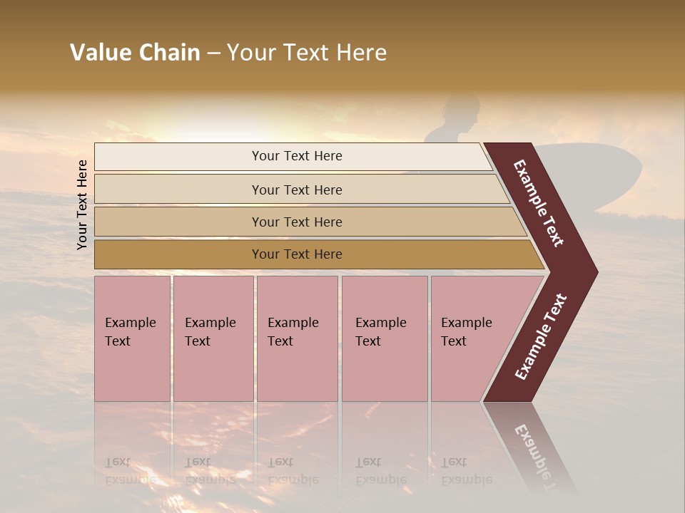 Silhouette Of Surfer At Sunset PowerPoint Template