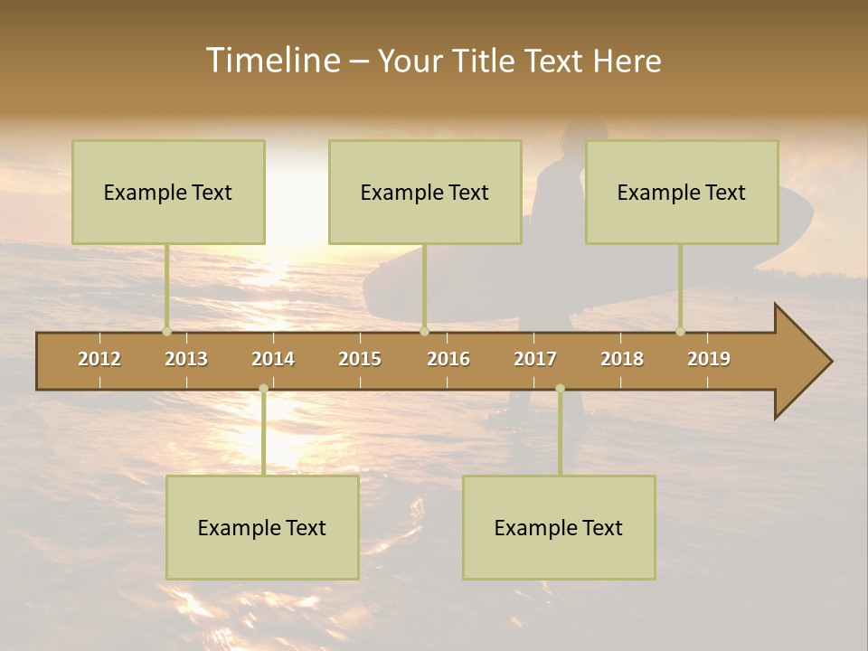 Silhouette Of Surfer At Sunset PowerPoint Template