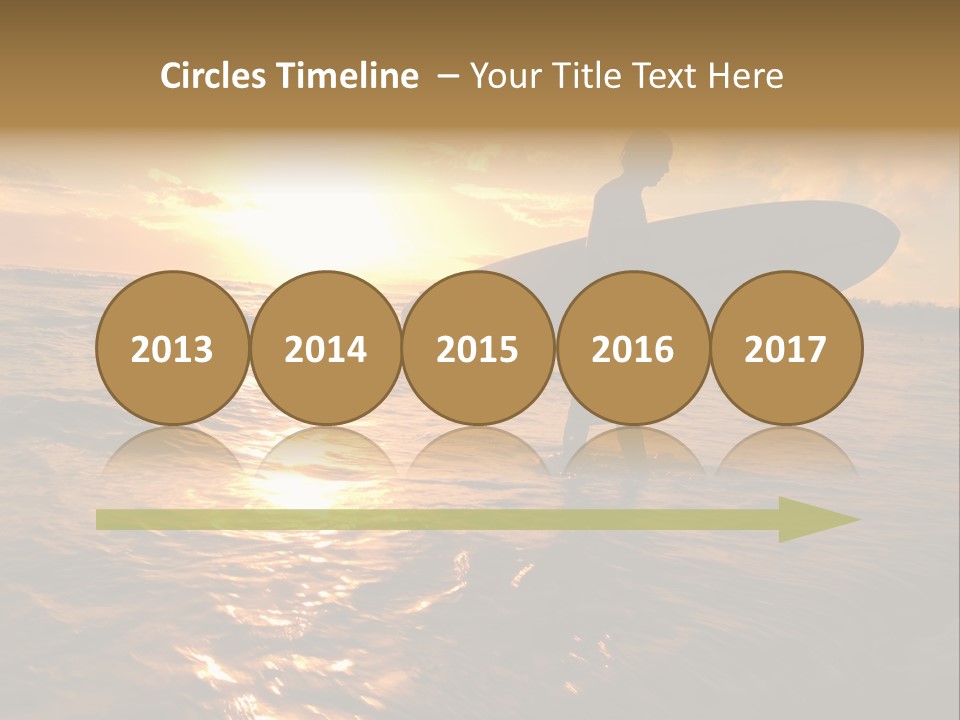 Silhouette Of Surfer At Sunset PowerPoint Template