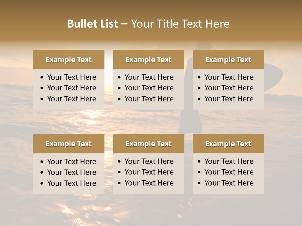 Silhouette Of Surfer At Sunset PowerPoint Template