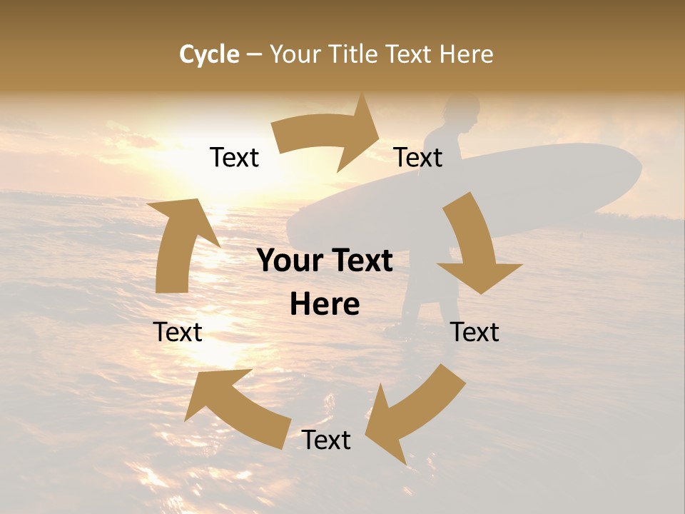 Silhouette Of Surfer At Sunset PowerPoint Template