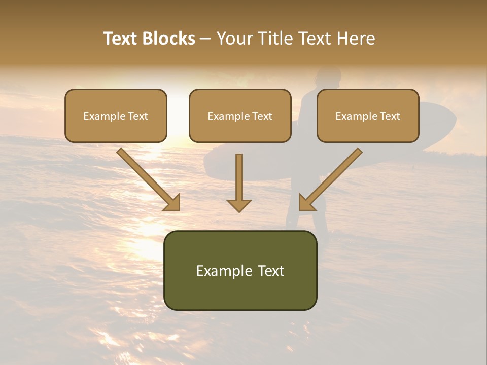 Silhouette Of Surfer At Sunset PowerPoint Template