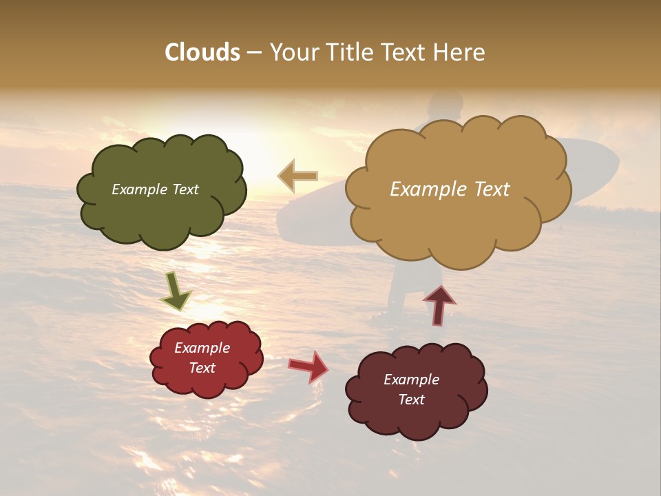 Silhouette Of Surfer At Sunset PowerPoint Template