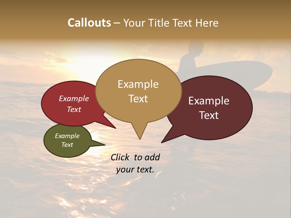 Silhouette Of Surfer At Sunset PowerPoint Template