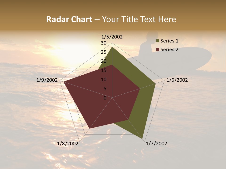 Silhouette Of Surfer At Sunset PowerPoint Template
