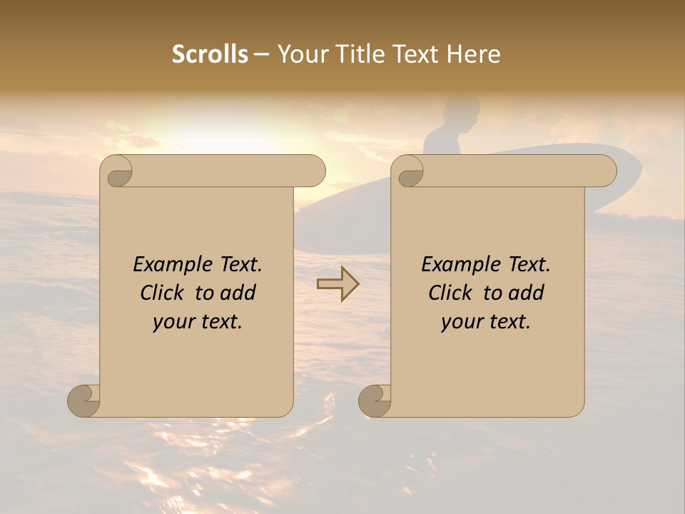Silhouette Of Surfer At Sunset PowerPoint Template