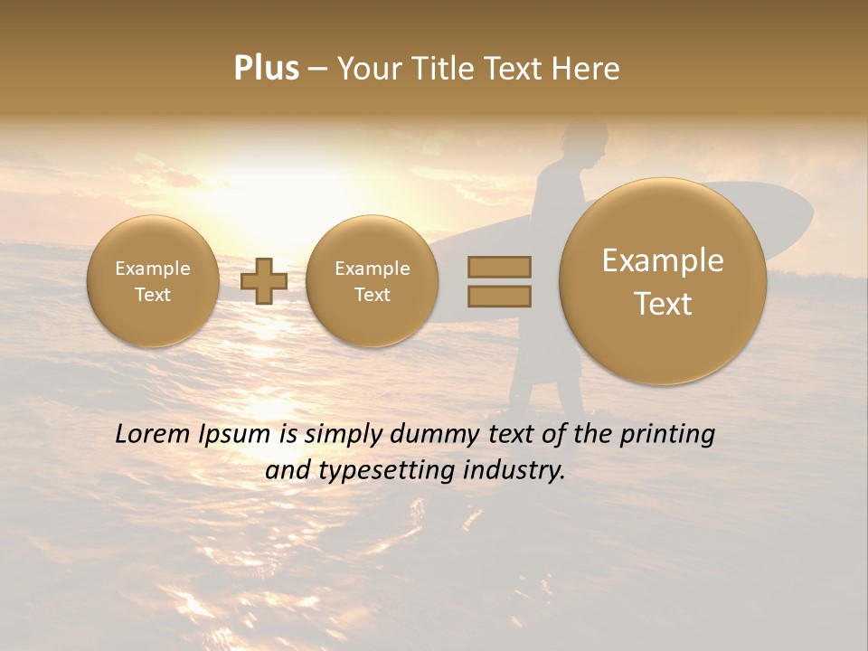 Silhouette Of Surfer At Sunset PowerPoint Template