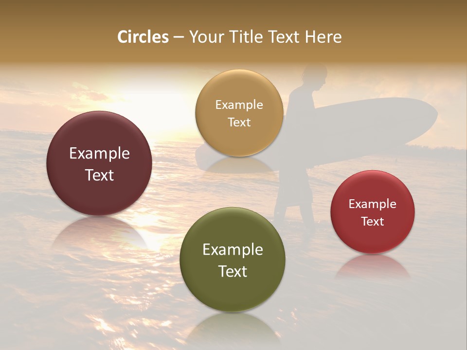 Silhouette Of Surfer At Sunset PowerPoint Template