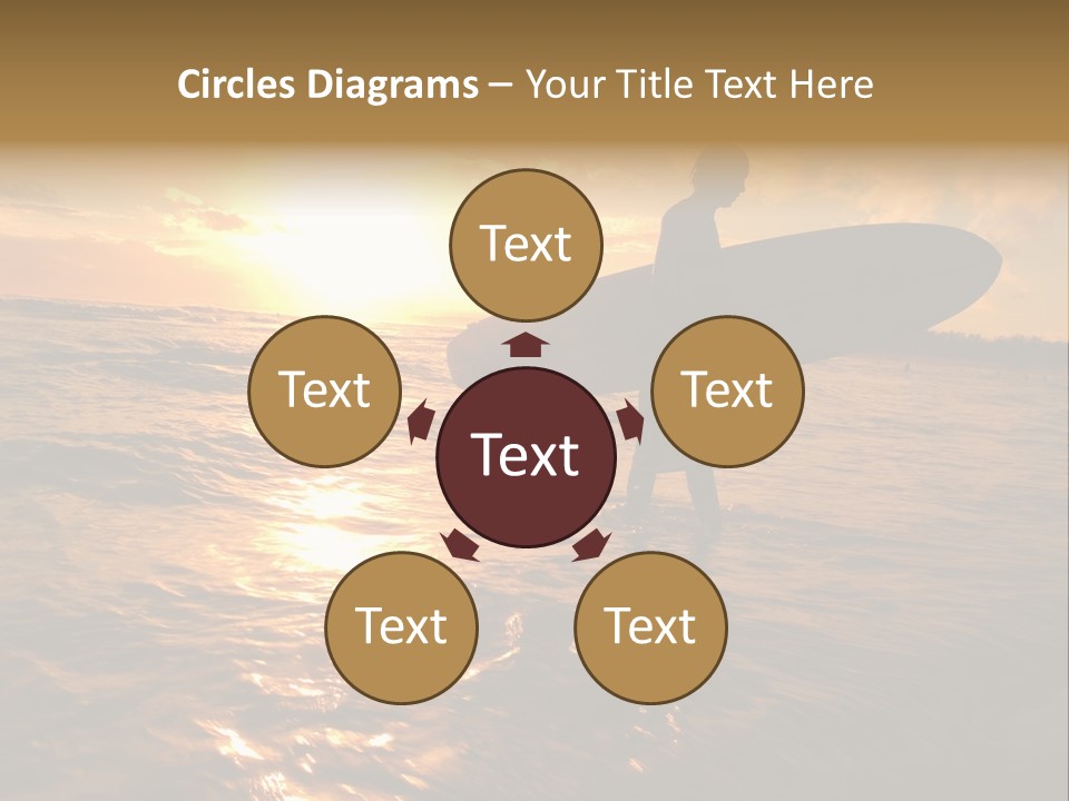 Silhouette Of Surfer At Sunset PowerPoint Template