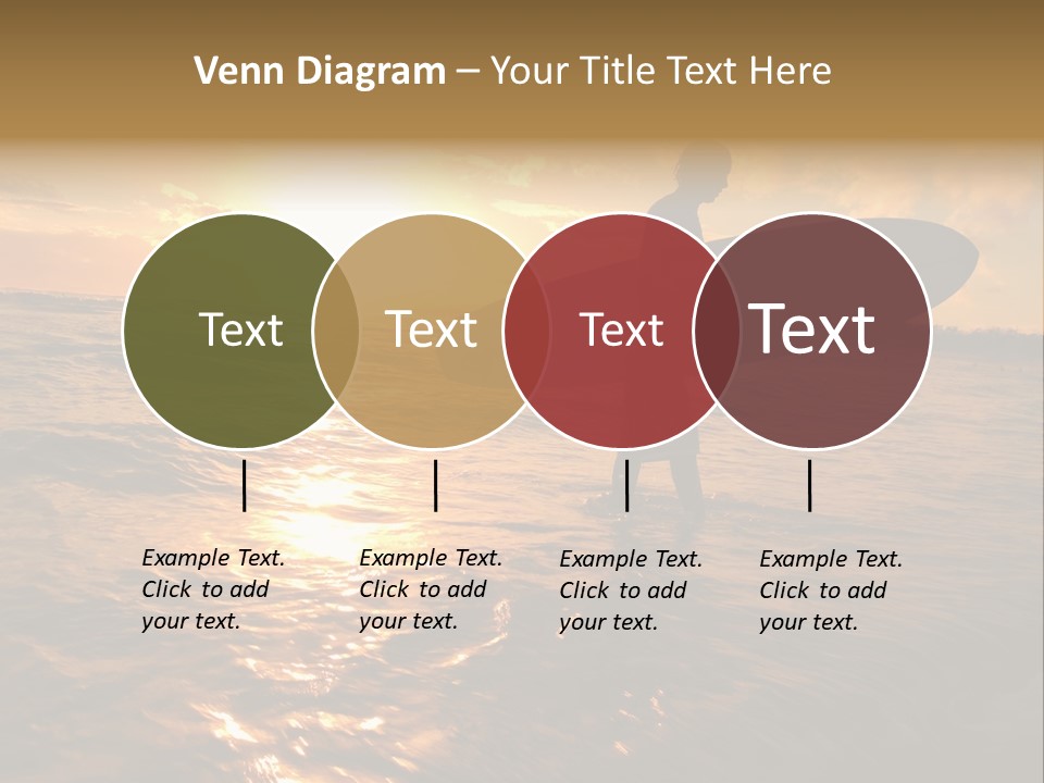 Silhouette Of Surfer At Sunset PowerPoint Template