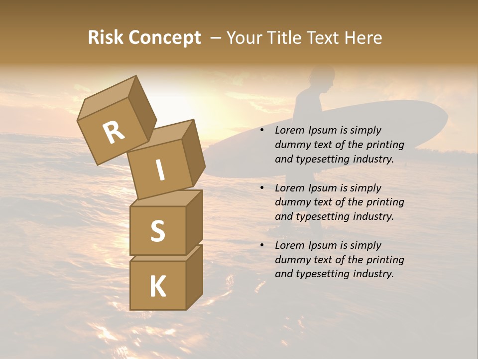 Silhouette Of Surfer At Sunset PowerPoint Template