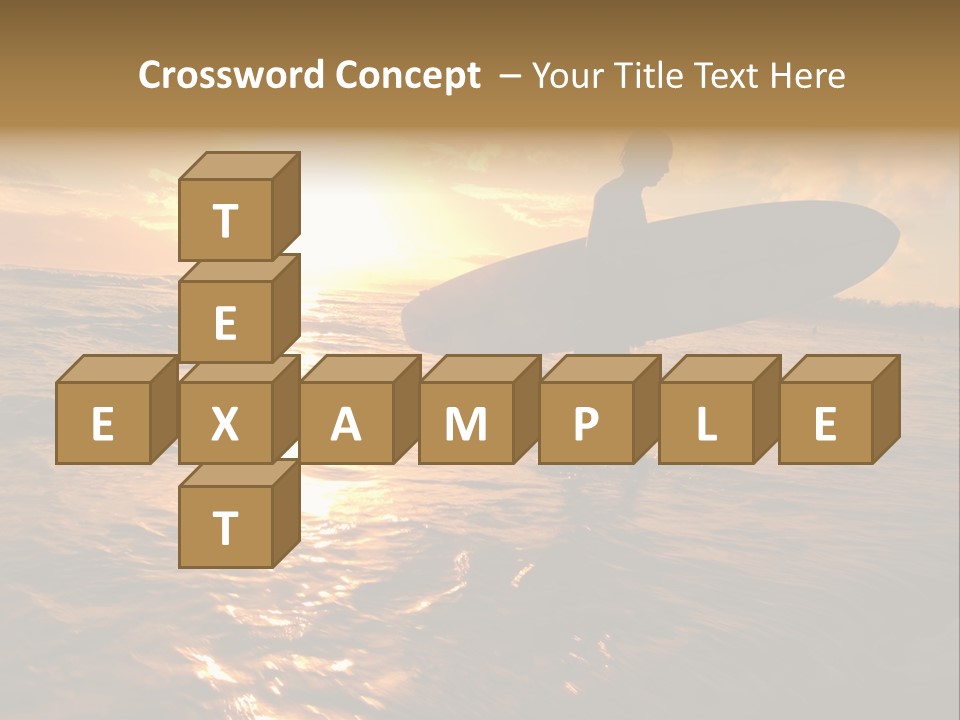 Silhouette Of Surfer At Sunset PowerPoint Template