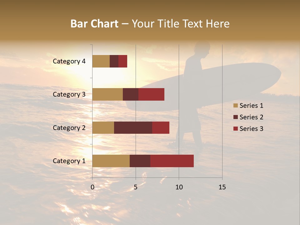 Silhouette Of Surfer At Sunset PowerPoint Template
