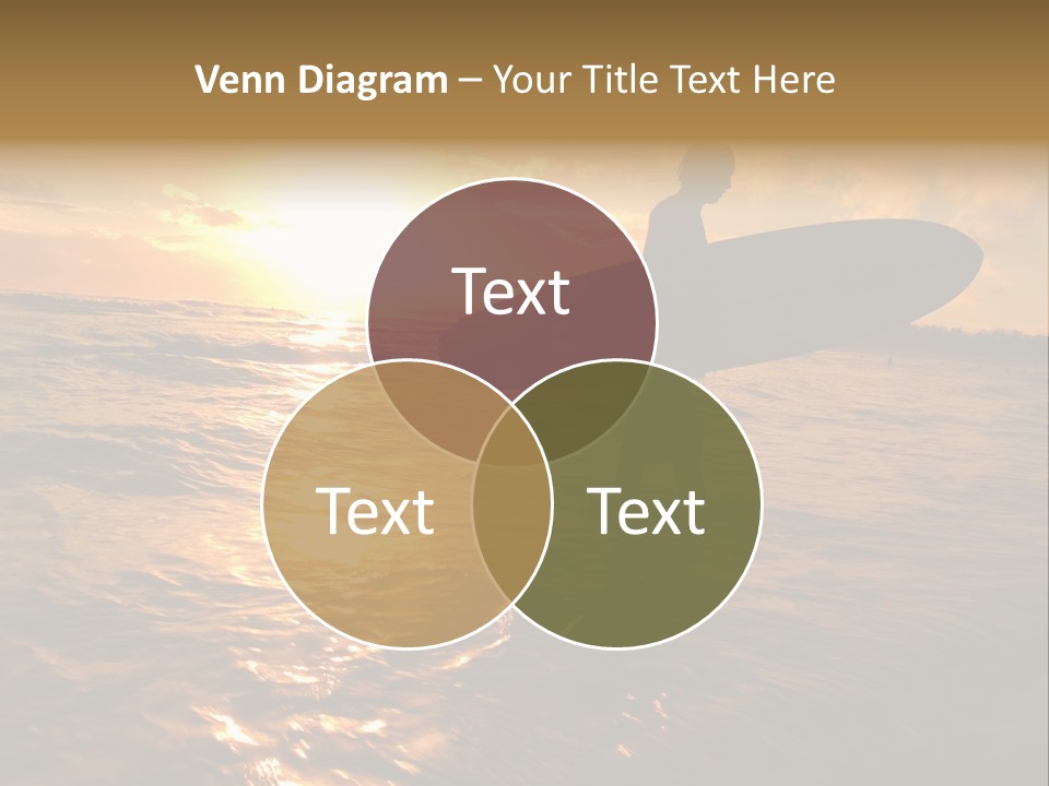 Silhouette Of Surfer At Sunset PowerPoint Template