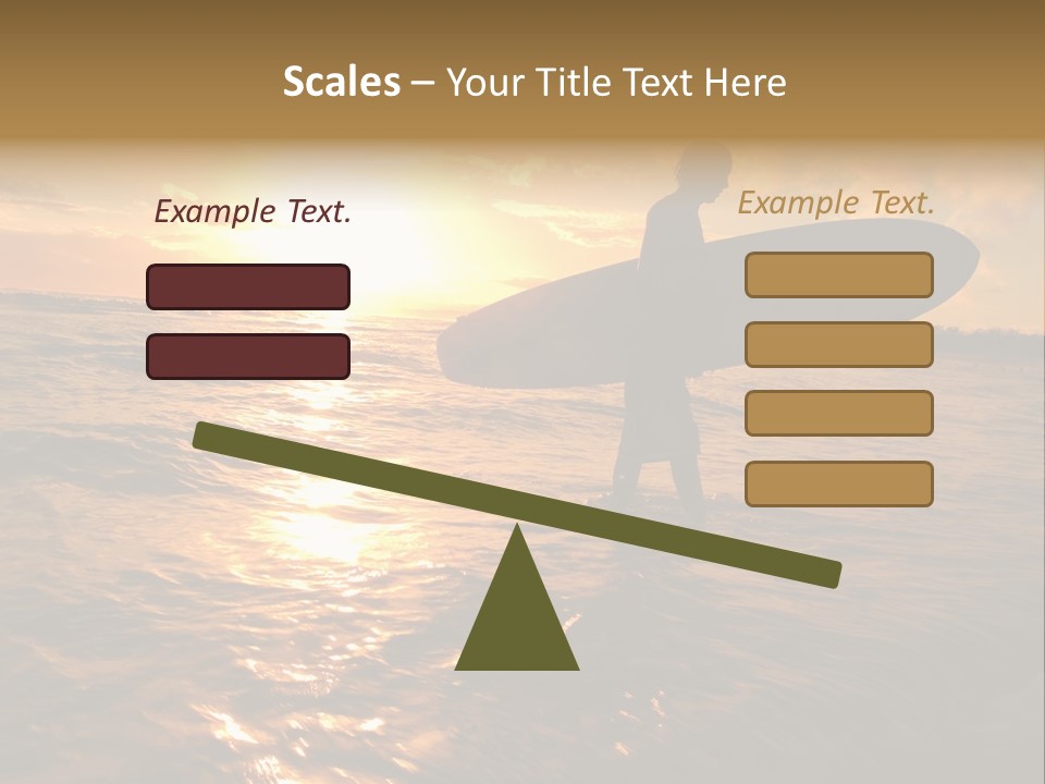 Silhouette Of Surfer At Sunset PowerPoint Template