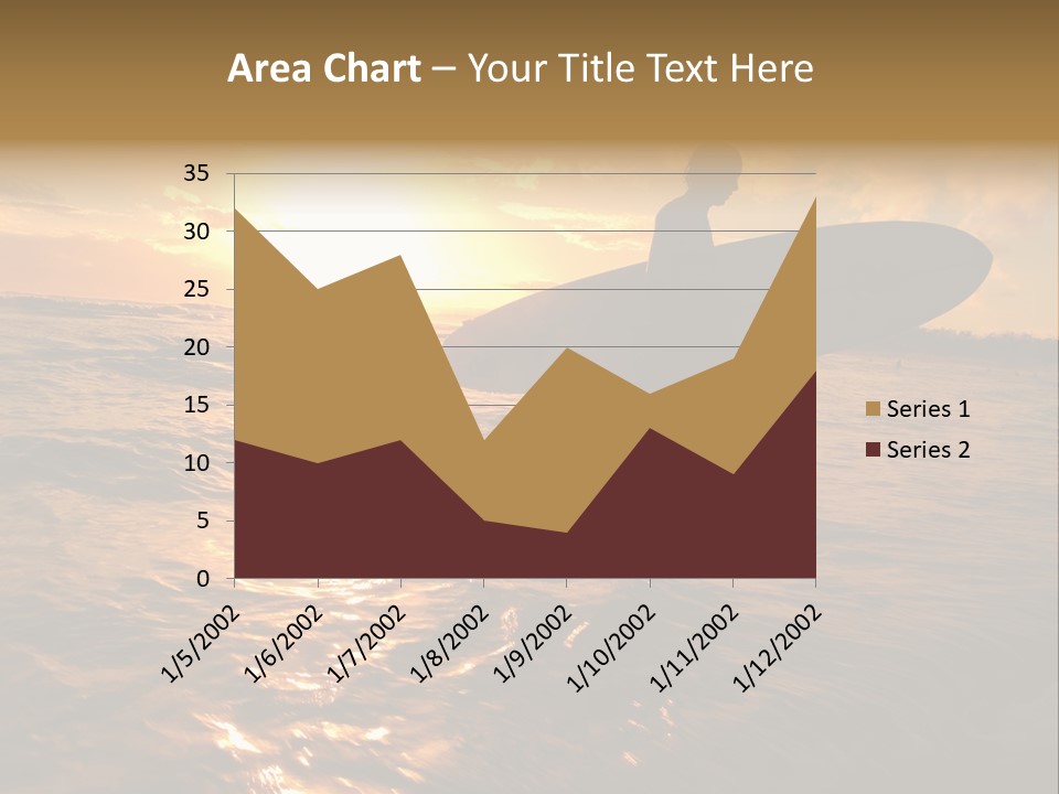 Silhouette Of Surfer At Sunset PowerPoint Template