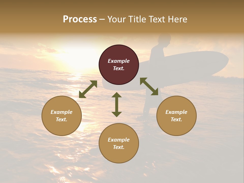 Silhouette Of Surfer At Sunset PowerPoint Template