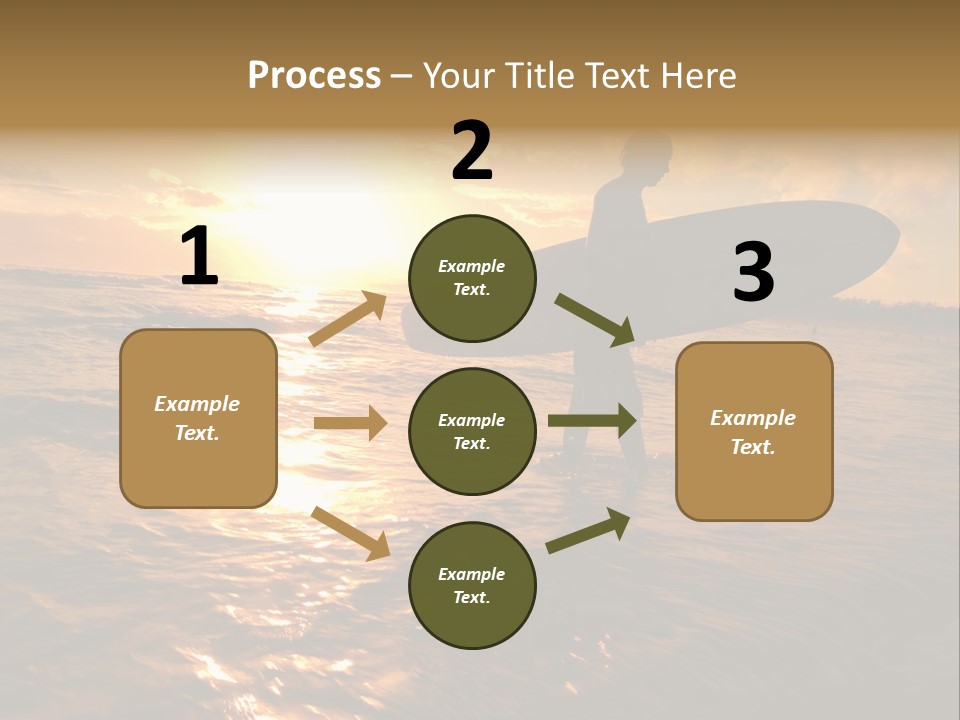 Silhouette Of Surfer At Sunset PowerPoint Template