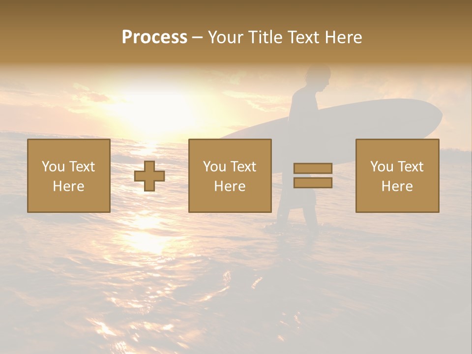 Silhouette Of Surfer At Sunset PowerPoint Template