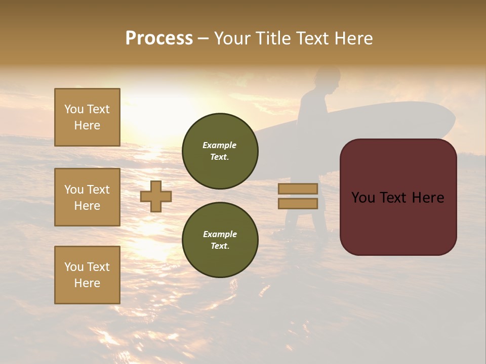 Silhouette Of Surfer At Sunset PowerPoint Template