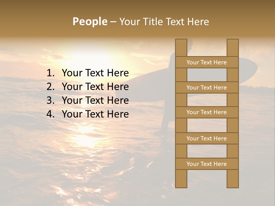 Silhouette Of Surfer At Sunset PowerPoint Template