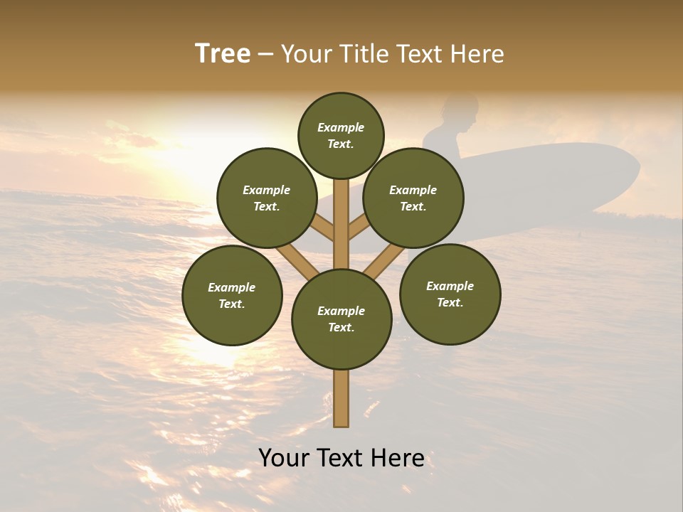 Silhouette Of Surfer At Sunset PowerPoint Template