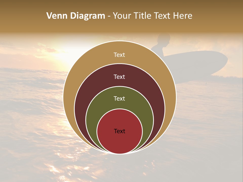 Silhouette Of Surfer At Sunset PowerPoint Template